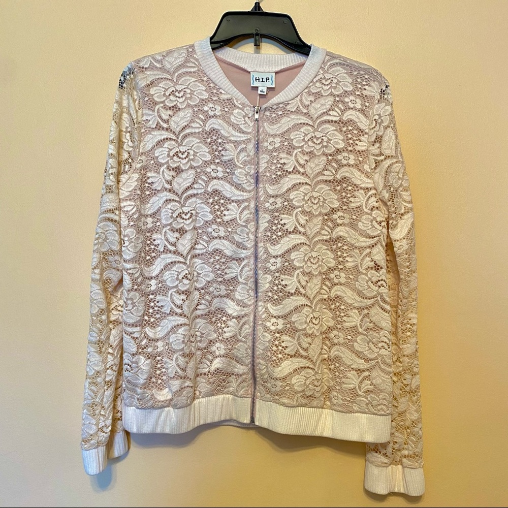Lace Pink Bomber Full Zip